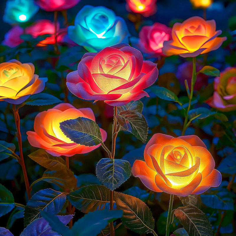 Solar Lights Outdoor Garden Decor, 7 Color Changing Solar Flowers Outdoor Waterproof with 20 Bigger & Realistic Rose, Enlarged Size Panel for Patio Yard Garden Cemetery Decoration, Gifts