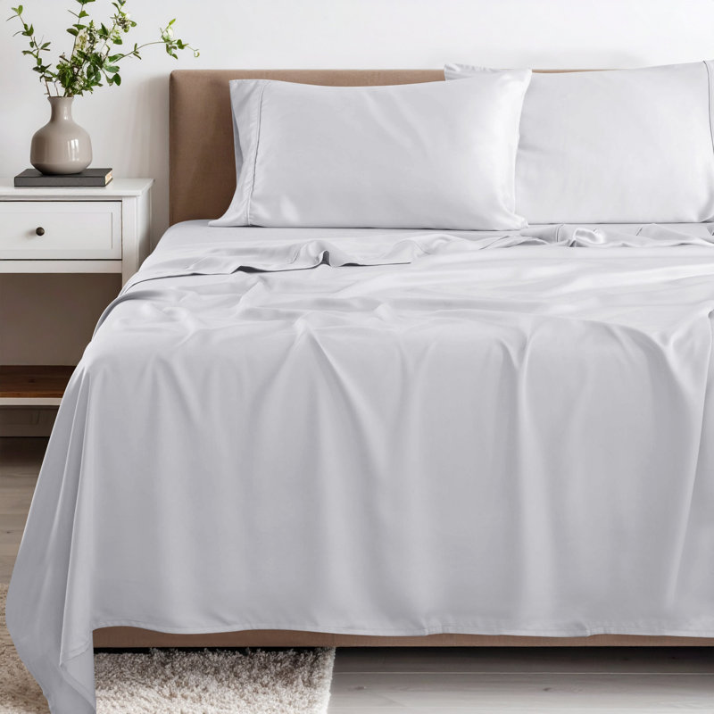 Ensemble de draps à poches profondes en rayonne de bambou à densité du tissage de 300 fils de qualité supérieure, Platinum