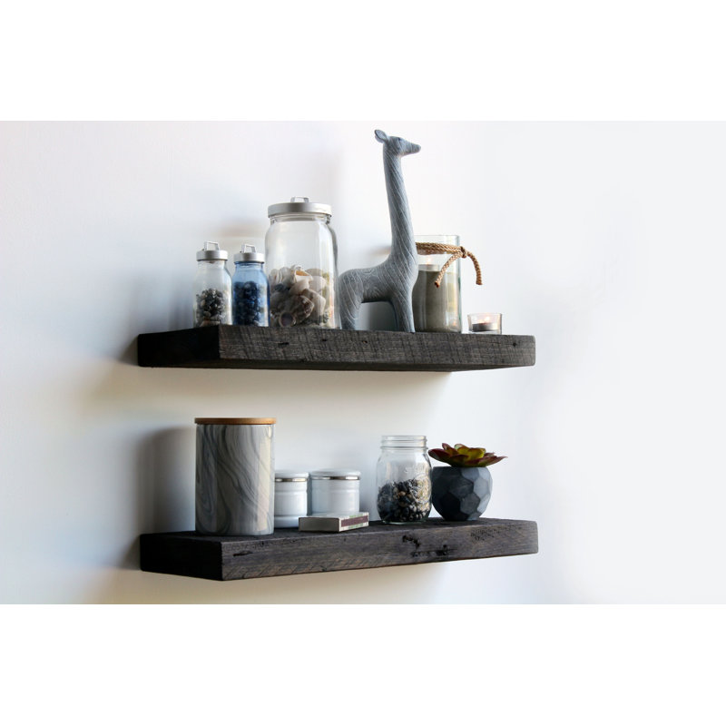 Joao 2 Piece Solid Wood Floating Shelf, Coffee Bean, 2" H x 18" W x 7" D