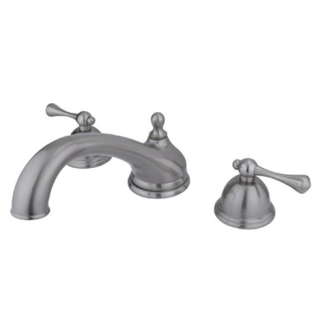 Robinet de baignoire romaine à fixation sur plateau à poignées doubles, Chrome poli