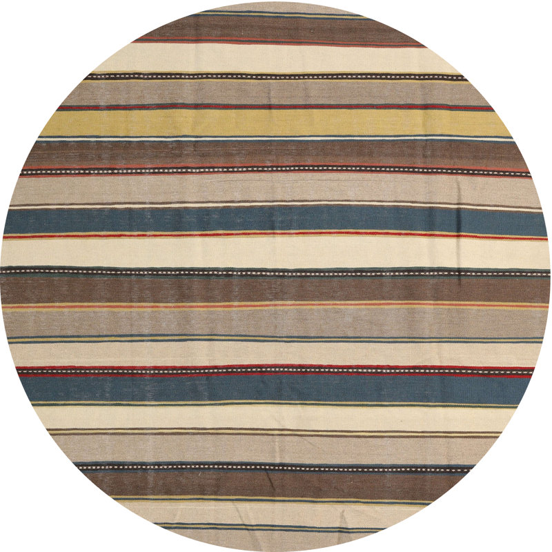 Tapis beige/gris/rouge contemporain, Rond 3 pi
