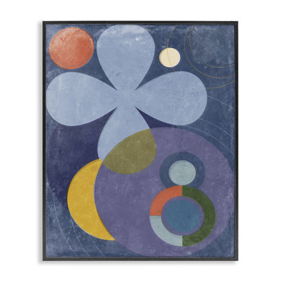  «Blue Retro Curved Shapes», art de la giclée encadrée par Victoria Barnes