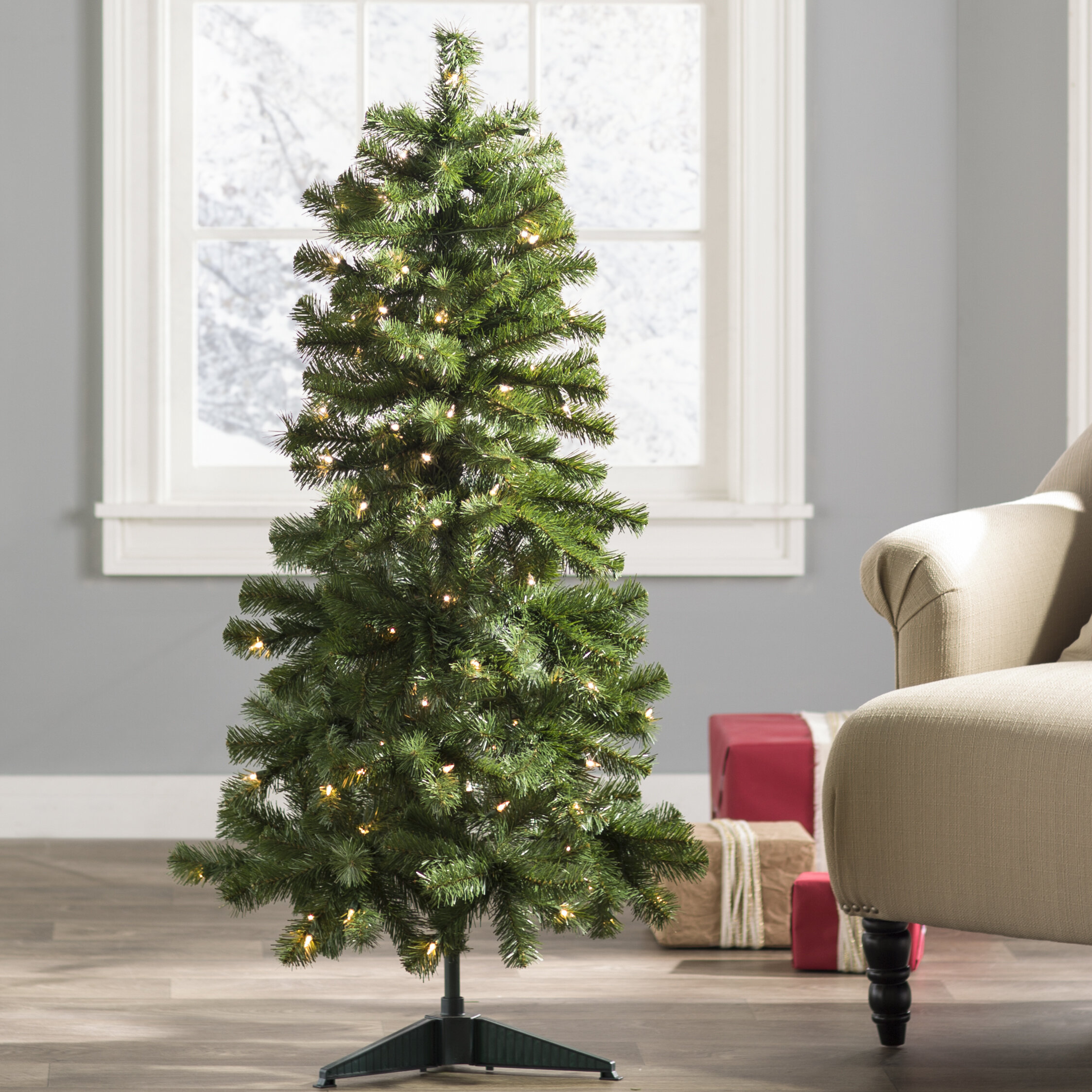 Prime punkt kaptajn Wayfair Basics® Green Fir Artificial Christmas Tree with Clear Lights &  Reviews | Wayfair