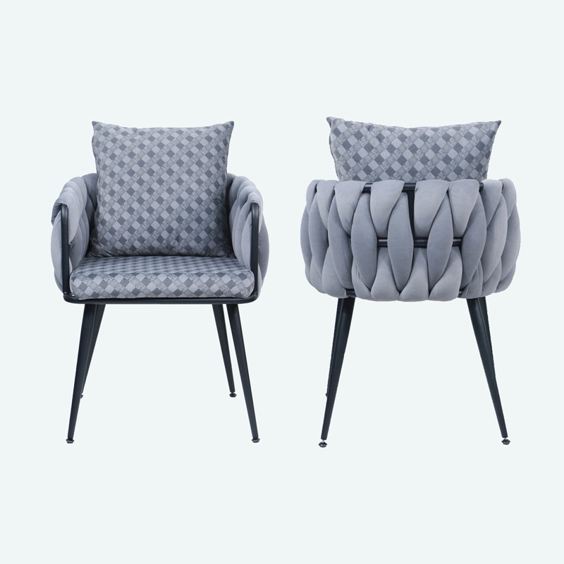 Maylyn 18'' H Tufted Velvet Armchair, Gray