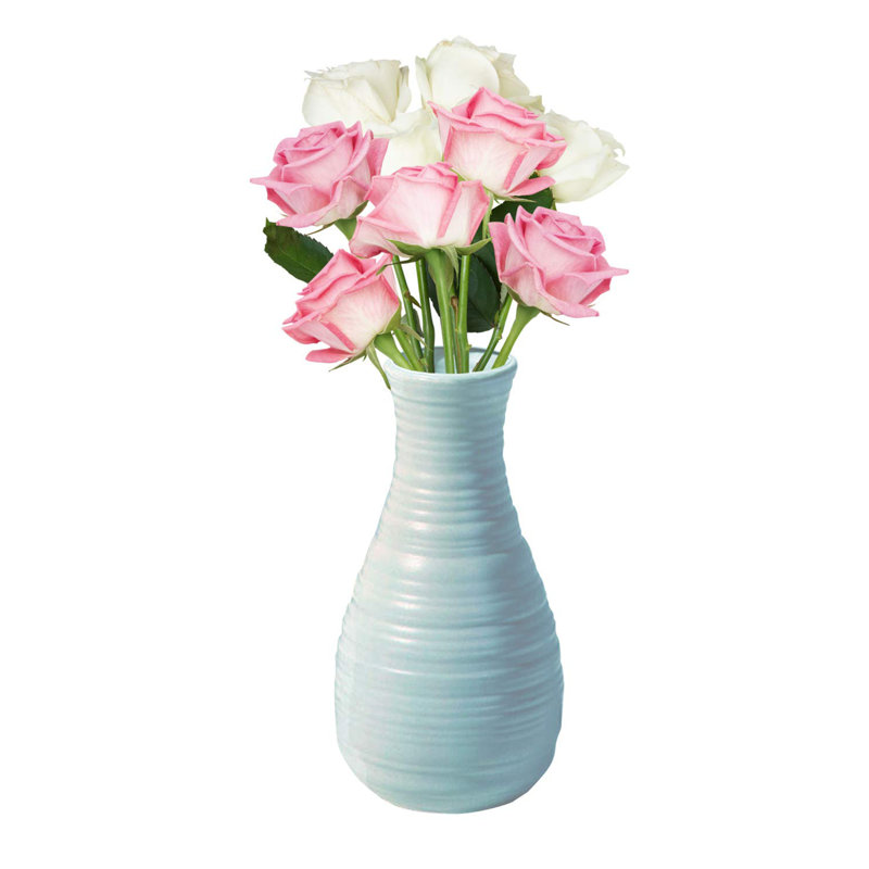Vase en plastique d'aspect céramique, Bleu
