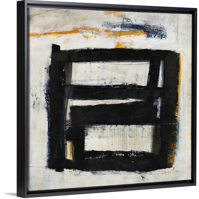 « stoic », peinture sur toile, Cadre flottant noir, H 31,7 po x l 31,7 po x P 1,75 po