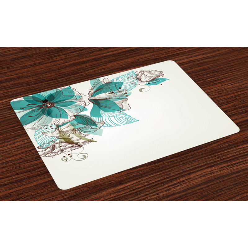 Roberto Retro Flowers Buds Leaf Placemat