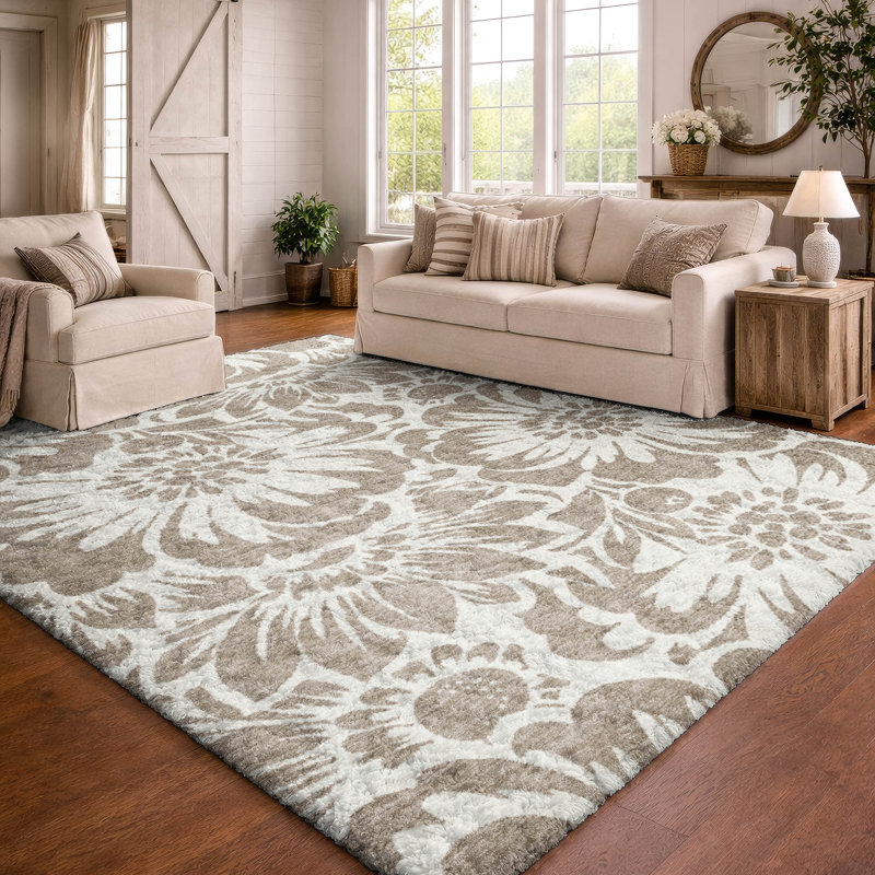 Tapis à poil long de qualité supérieure lavable à la machine ADS551, Taupe, 9 pi x 12 pi