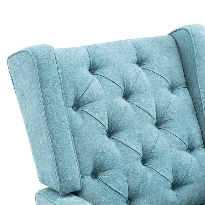 Chaise berçante rembourrée, fauteuil d'appoint, fauteuil avec base en bois massif