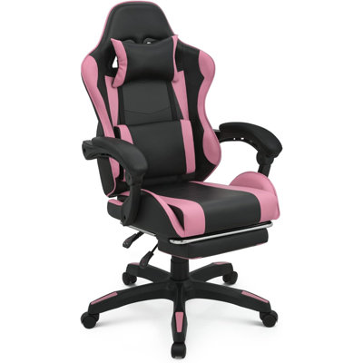 Fauteuil de jeu d'ordinateur ergonomique avec appui-tête et soutien lombaire