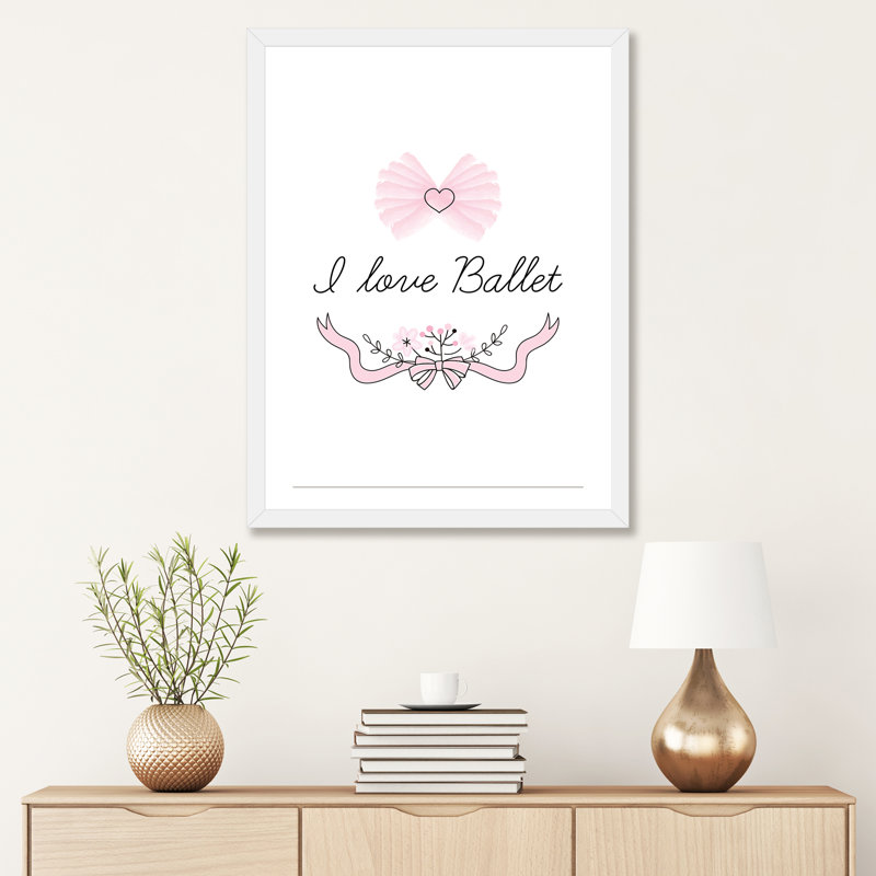 I Love Ballet - impression d'art graphique, H 32 po x l 24 po x P 1 po, Papier encadré blanc, Blanc