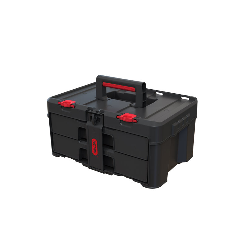 Keter Stack-n-Roll Two Drawer Tool Box Tool Storage for Small Parts and Power Accessories, Fits Keter Modular Tool Storage System, Black
