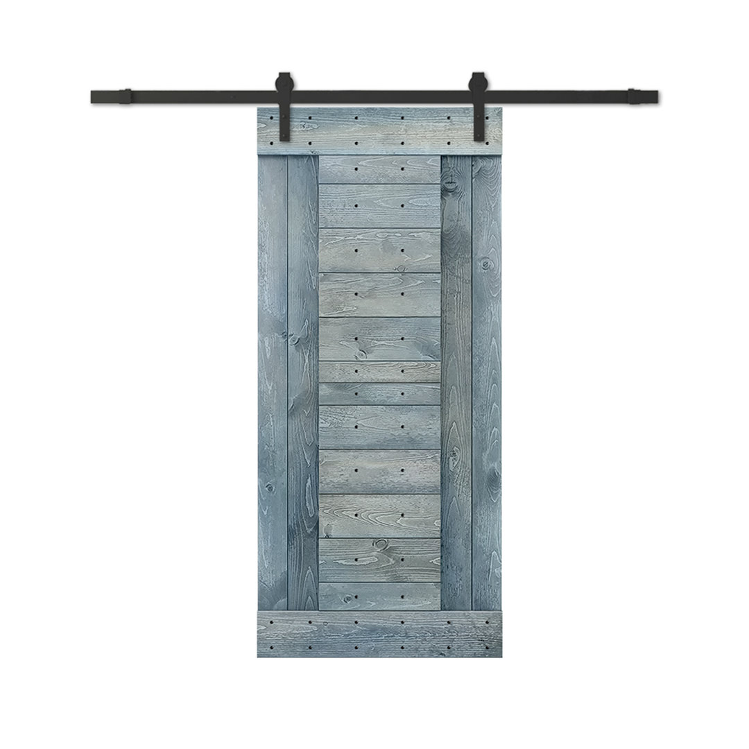 84'' Solid Wood Paneled Painted with Installation Hardware Kit Barn Door Calhome 