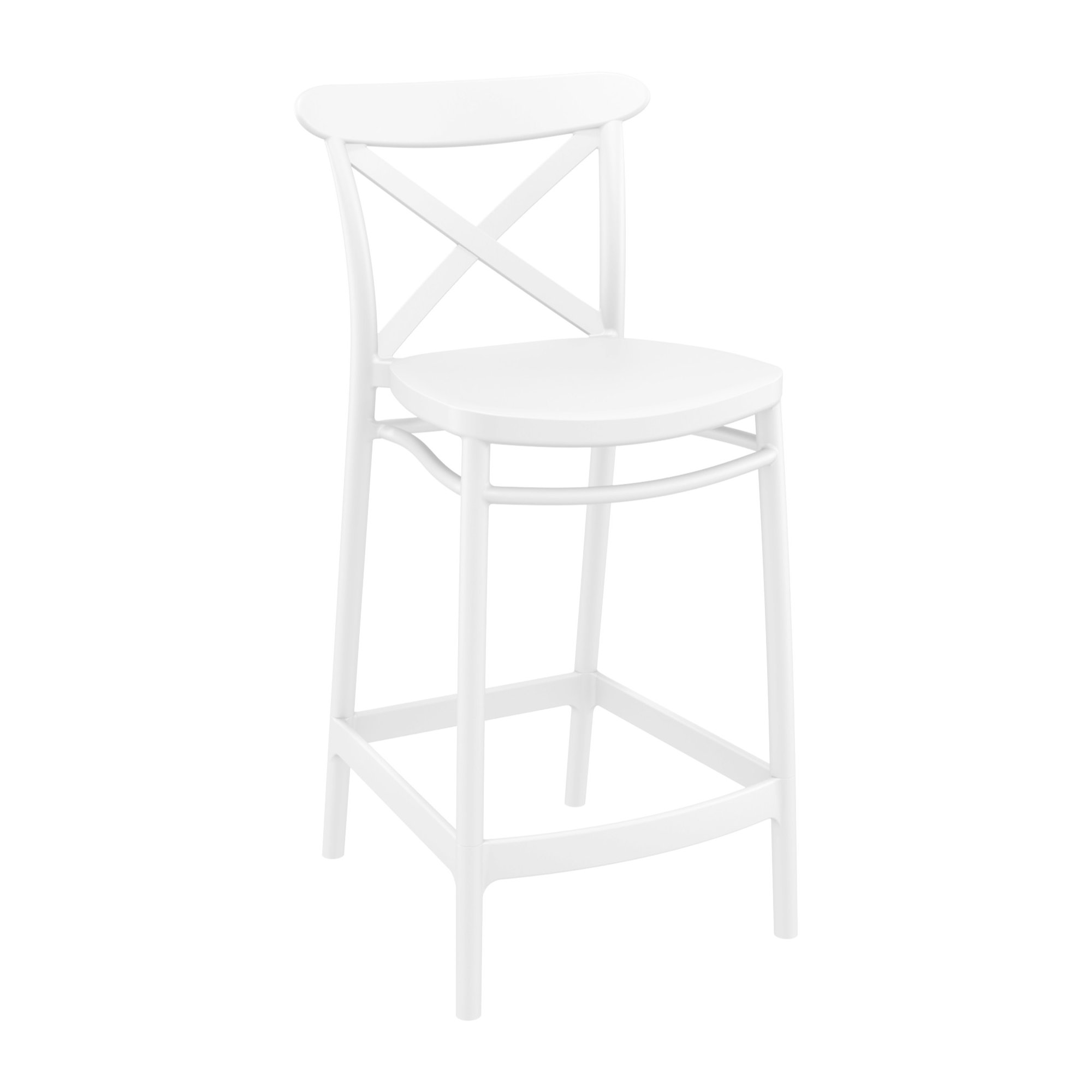 Bijou Outdoor Bar Stool, Counter Stool (25.6" Seat Height), White