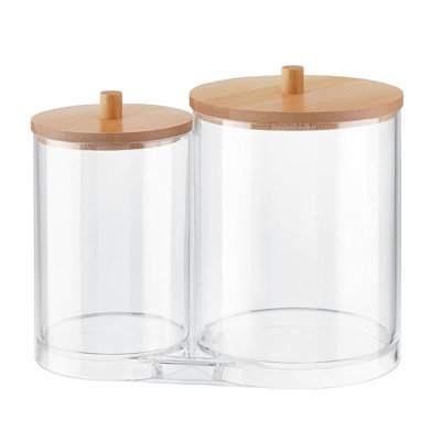 cotton swab Bathroom Set In 1 Jars With Lids Acrylic Cotton Ball Clear Dispenser For For Cotton Swab Cotton Round Pads Floss For Bathroom