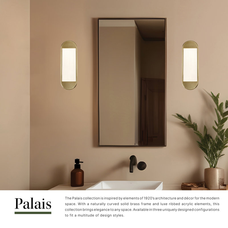 Palais 1 - Light LED Bath Bar, Vintage Brass