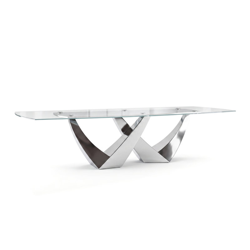 Ezio Glass Dining Table, 29.5" H x 48" W x 96" D