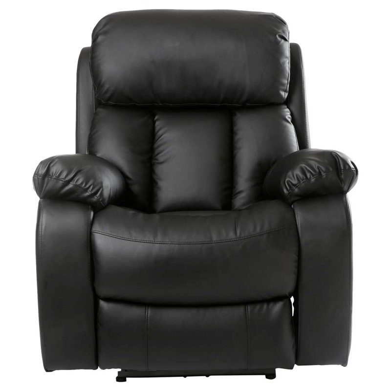 Faux Leather Heated Massage Chair, Black, Manual