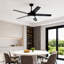 Ventilateur de plafond d'intérieur à DEL 5 pales 52 pouces avec télécommande et contrôle mural, moteur à courant continu réversible-173099506-164843354-164843359