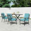 Ikeam 23.2" W Outdoor Stackable Steel Dining Armchairs with Cushions (Set of 6)-110437281