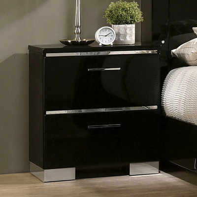 Table de chevet de style classique - Laqué ultrabrillant, pieds, charge, 2 tiroirs en bois massif pour table de chevet contemporaine laquée, poignées, port de charge, meubles