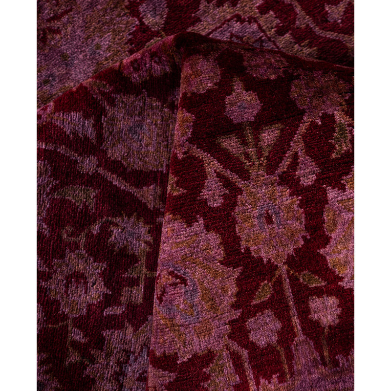 Overdyed Hand-Knotted Wool Modern-Contemporary Purple Area Rug 6' 4" x 9' 3"