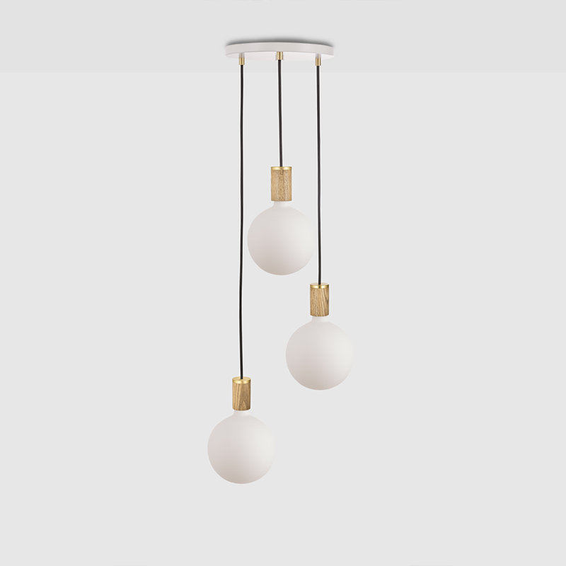 Sphere IV 3 - Light LED Pendant, Oak