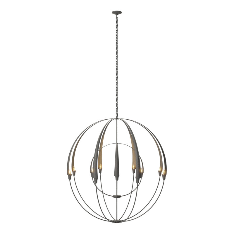 Lustre sphérique double 12 lumières Cirque, Fer naturel