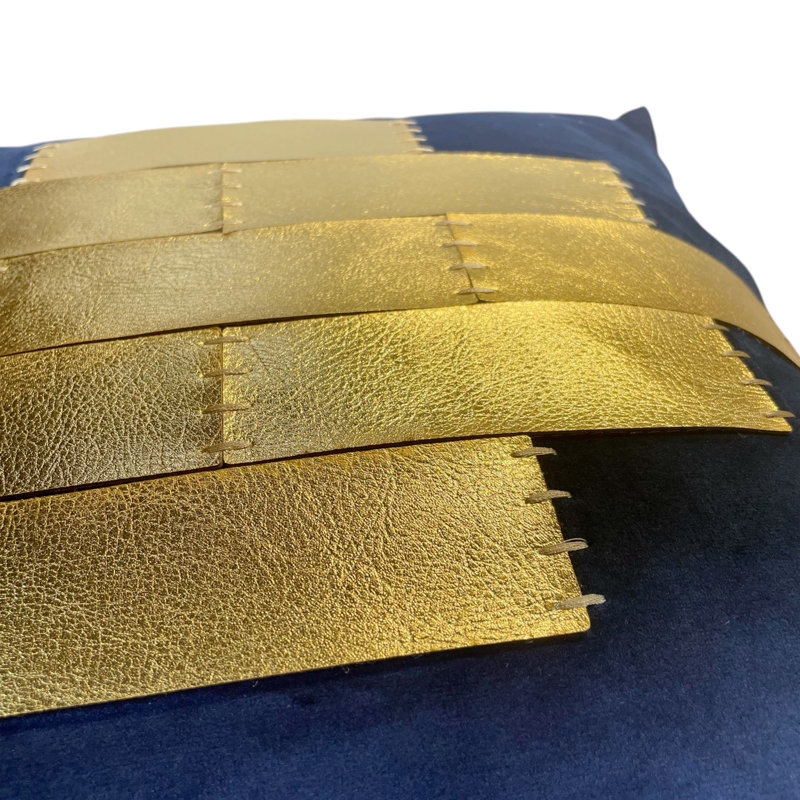 Housse de coussin en velours bleu marine