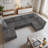 Benevides Corduroy Section Sofa Combination, 5 Seats, With Ottoman, Can Be Combined At Will-794296537