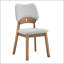 Chaise en bois de noyer massif avec assise et dossier en tissu gris - dossier creux (ensemble de 2)