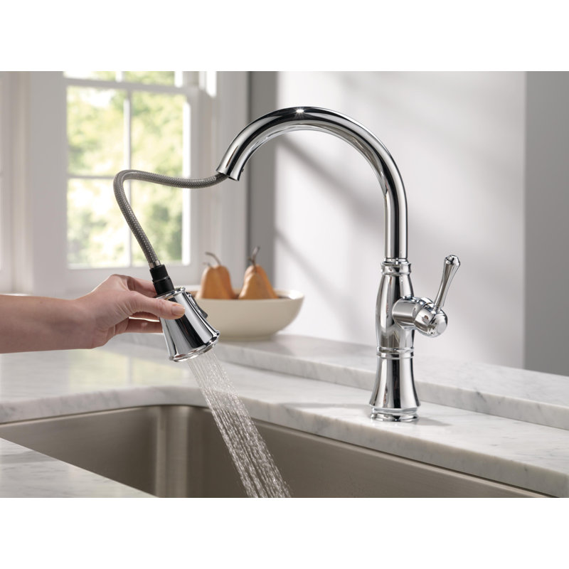 Delta Cassidy Pull Down Kitchen Faucet Chrome, Chrome Kitchen Faucets with Pull Down Sprayer, Kitchen Sink Faucet, Faucet for Kitchen Sink with Magnetic Docking, Lumicoat Chrome