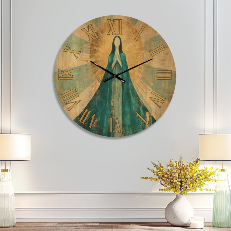 Radiant Devotion II - Horloge murale chrétienne, imprimée sur bois, Médium