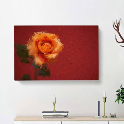 Orange Rose in Bloom in Abstract - Wrapped Canvas