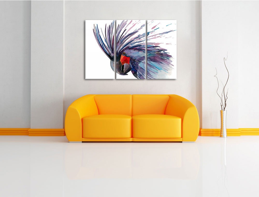 3-tlg. Leinwandbilder-Set Exotischer Vogel Kunst, Kunstdruck