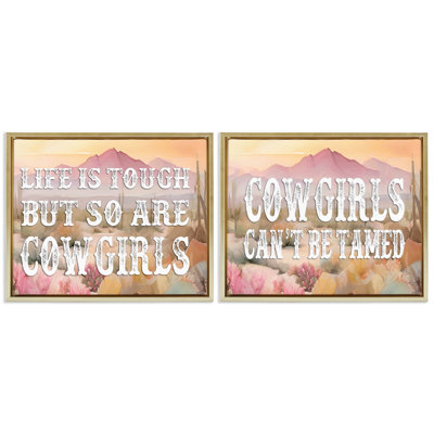  "Tough Cowgirls", ensemble de 2 toiles flottantes encadrées par lettres et doublures