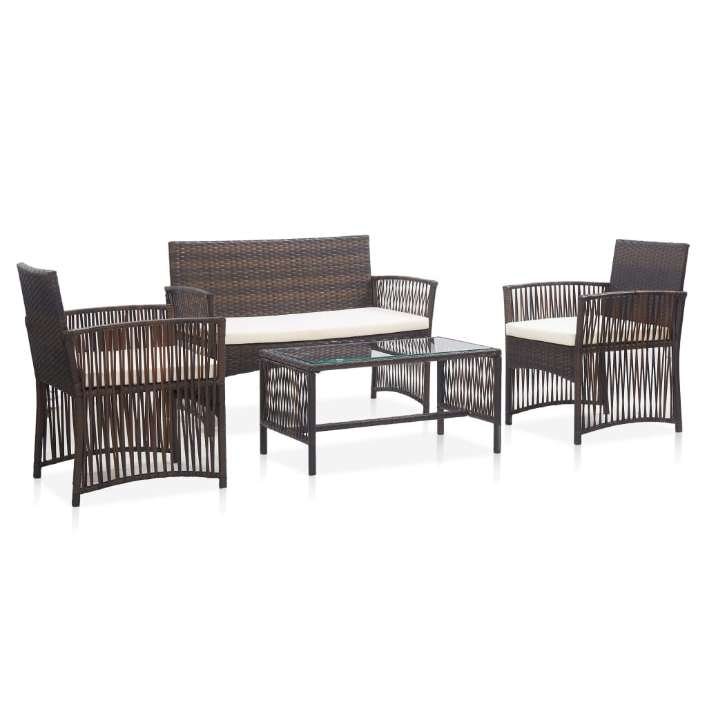 3-Sitzer Lounge-Set Sweetgrove aus Polyrattan mit Polster