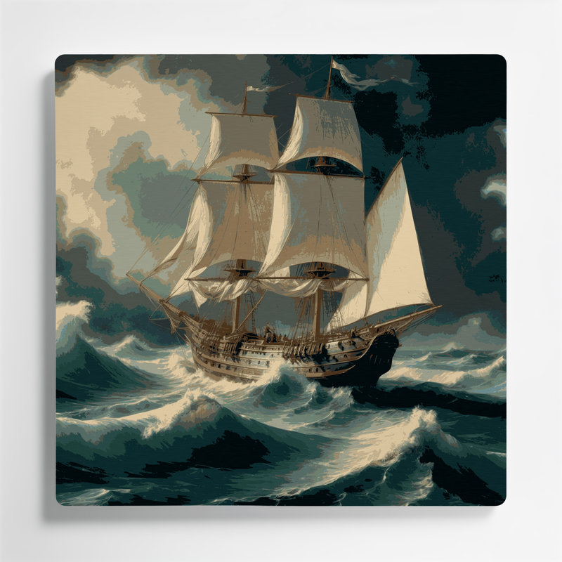 Art mural nautique moderne bleu marine, H 32 po x l 32 po