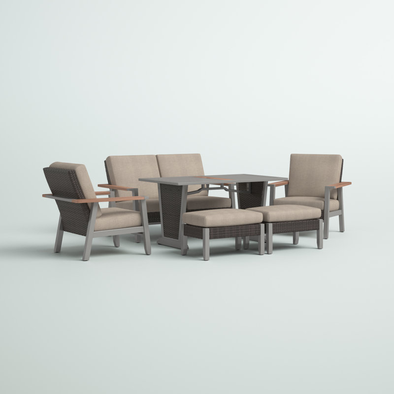 Ensemble de salle à manger rectangulaire pour 4 personnes de 56 pi avec coussins Bertolde