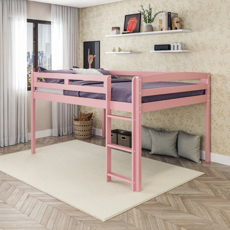 Lit mezzanine en bois massif Alique par Mack & Milo, Double, Rose