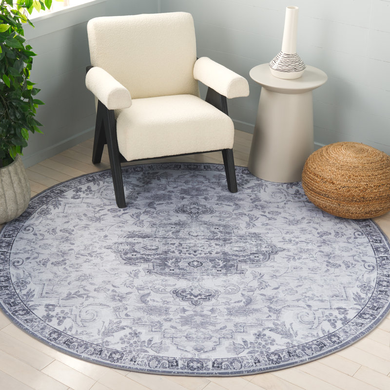 Shaelan Performance Machine Washable Oriental Rug, Round 6'