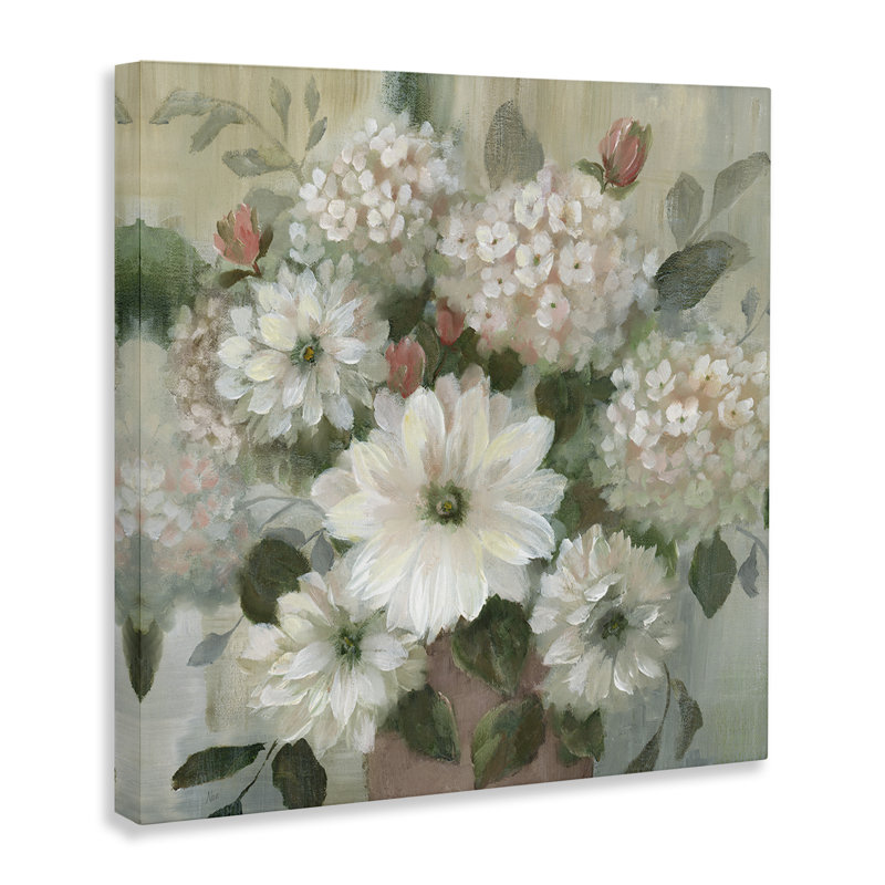 Art mural sur toile Mixed Bunches of Cottage Blooms, design par Nan, H 17 po x l 17 po