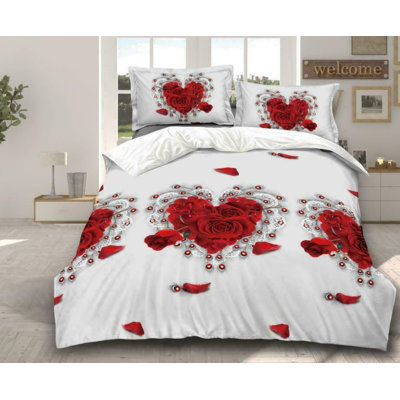 Choate 3D Design Complete Bedding Set Floral Fitted Sheet Duvet Cover with Pillow Case