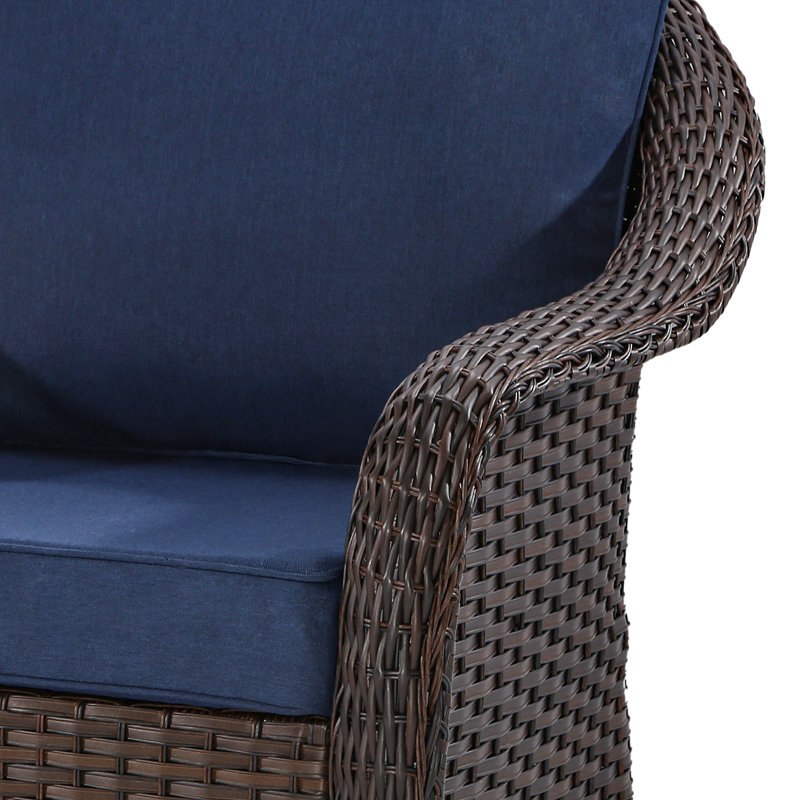 Ensemble de 2 chaises avec accoudoirs en osier en polyéthylène (PE), Bleu