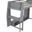 Lit mezzanine simple gris avec bureau, tablettes multiples, support à DEL et à vêtements, bureau de rangement en bois, espace de rangement suffisant