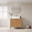 Meuble-lavabo moderne autoportant 30 po naturel avec lavabo rectangulaire en céramique, comptoir en pierre frittée à motif de travertin Roma, armoire de rangement avec 2 portes (sans robinet)-132694551