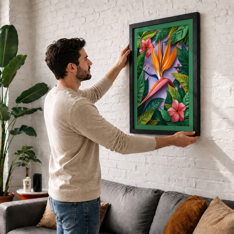Exotic Bird Of Paradise Botanical - Print, A4 - 29.7 x 21.0 cm, White