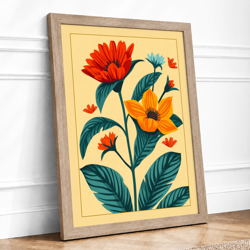 Trio Botanical - Framed Print, A1 - 84.1 x 59.4 cm, Oak