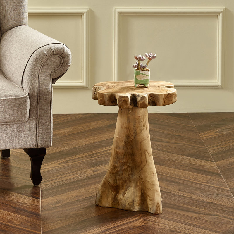 Teak Flower Stand End Table