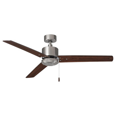 Ventilateur de plafond d'intérieur à 3 pales 52 po Aldea III - Nickel brossé / noyer